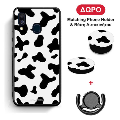 Cow Print - Samsung Galaxy A40 θήκη + Δώρο Phone Holder & Βάση Αυτοκινήτου