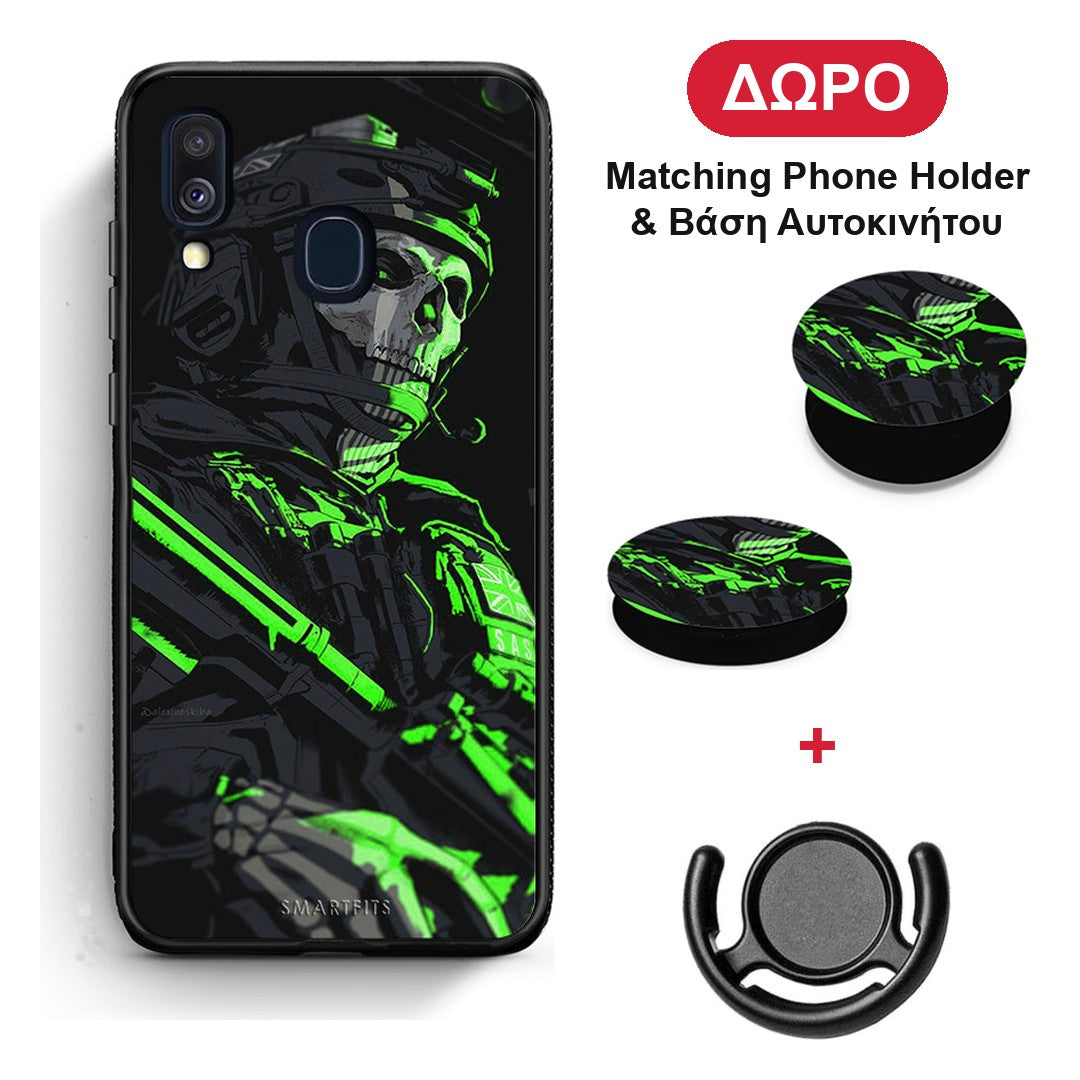 Green Soldier - Samsung Galaxy A40 θήκη + Δώρο Phone Holder & Βάση Αυτοκινήτου