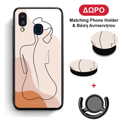 LineArt Woman - Samsung Galaxy A40 θήκη + Δώρο Phone Holder & Βάση Αυτοκινήτου