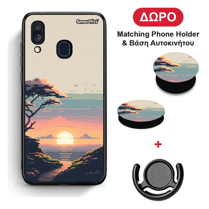 Pixel Sunset - Samsung Galaxy A40 θήκη + Δώρο Phone Holder & Βάση Αυτοκινήτου