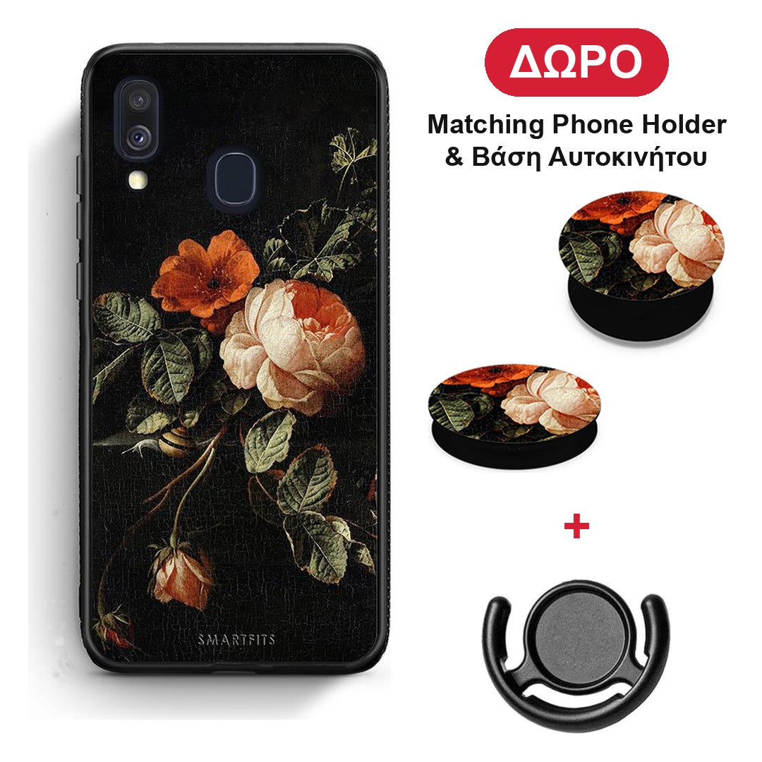 Vintage Roses - Samsung Galaxy A40 θήκη + Δώρο Phone Holder & Βάση Αυτοκινήτου