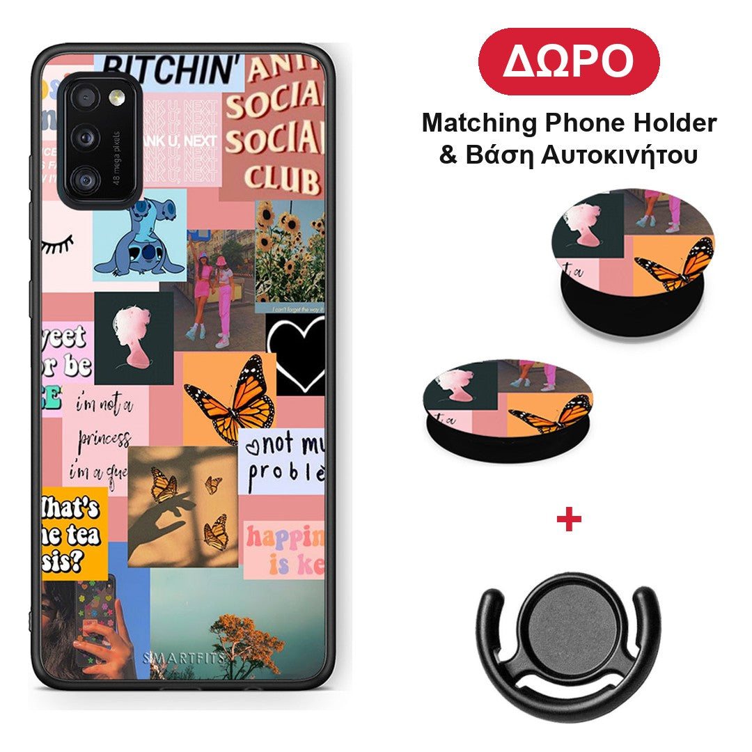 Collage Bitchin - Samsung Galaxy A41 θήκη + Δώρο Phone Holder & Βάση Αυτοκινήτου