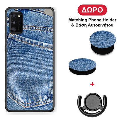 Jeans Pocket - Samsung Galaxy A41 θήκη + Δώρο Phone Holder & Βάση Αυτοκινήτου