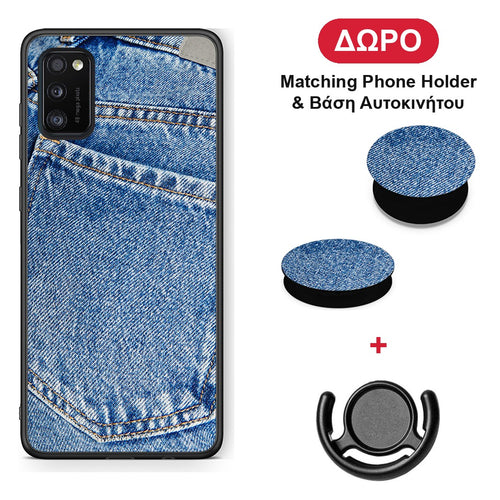 Jeans Pocket - Samsung Galaxy A41 θήκη + Δώρο Phone Holder & Βάση Αυτοκινήτου