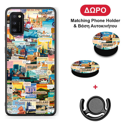 Live To Travel - Samsung Galaxy A41 θήκη + Δώρο Phone Holder & Βάση Αυτοκινήτου