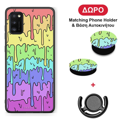 Melting Rainbow - Samsung Galaxy A41 θήκη + Δώρο Phone Holder & Βάση Αυτοκινήτου