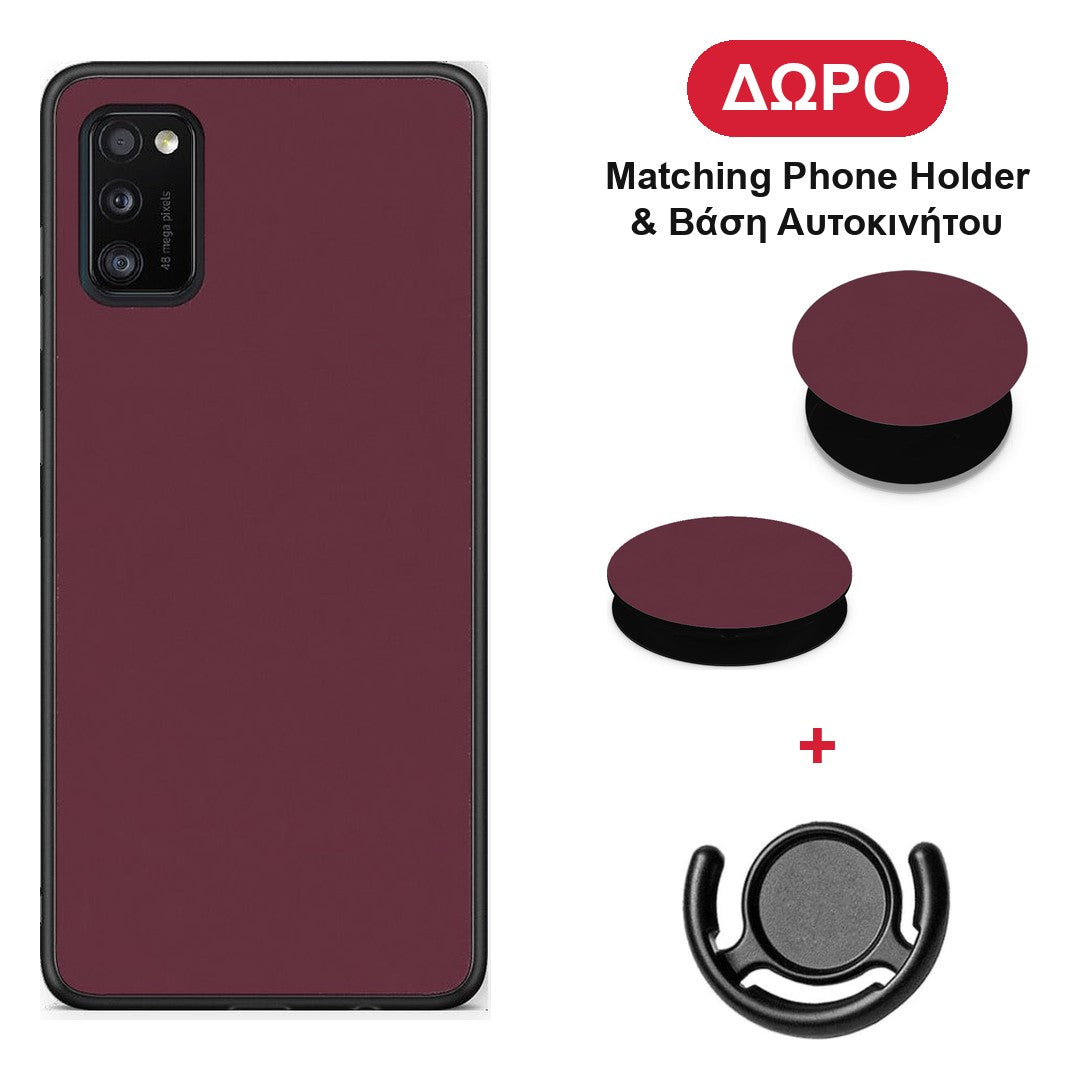 Muted Burgundy - Samsung Galaxy A41 θήκη + Δώρο Phone Holder & Βάση Αυτοκινήτου