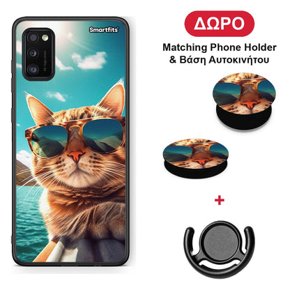 Summer Cat - Samsung Galaxy A41 θήκη + Δώρο Phone Holder & Βάση Αυτοκινήτου