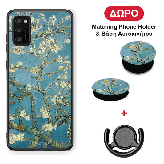 White Blossoms - Samsung Galaxy A41 θήκη + Δώρο Phone Holder & Βάση Αυτοκινήτου