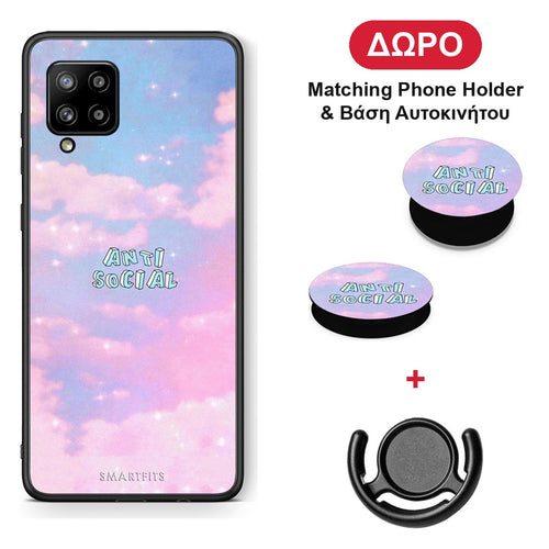 Anti Social - Samsung Galaxy A42 θήκη + Δώρο Phone Holder & Βάση Αυτοκινήτου