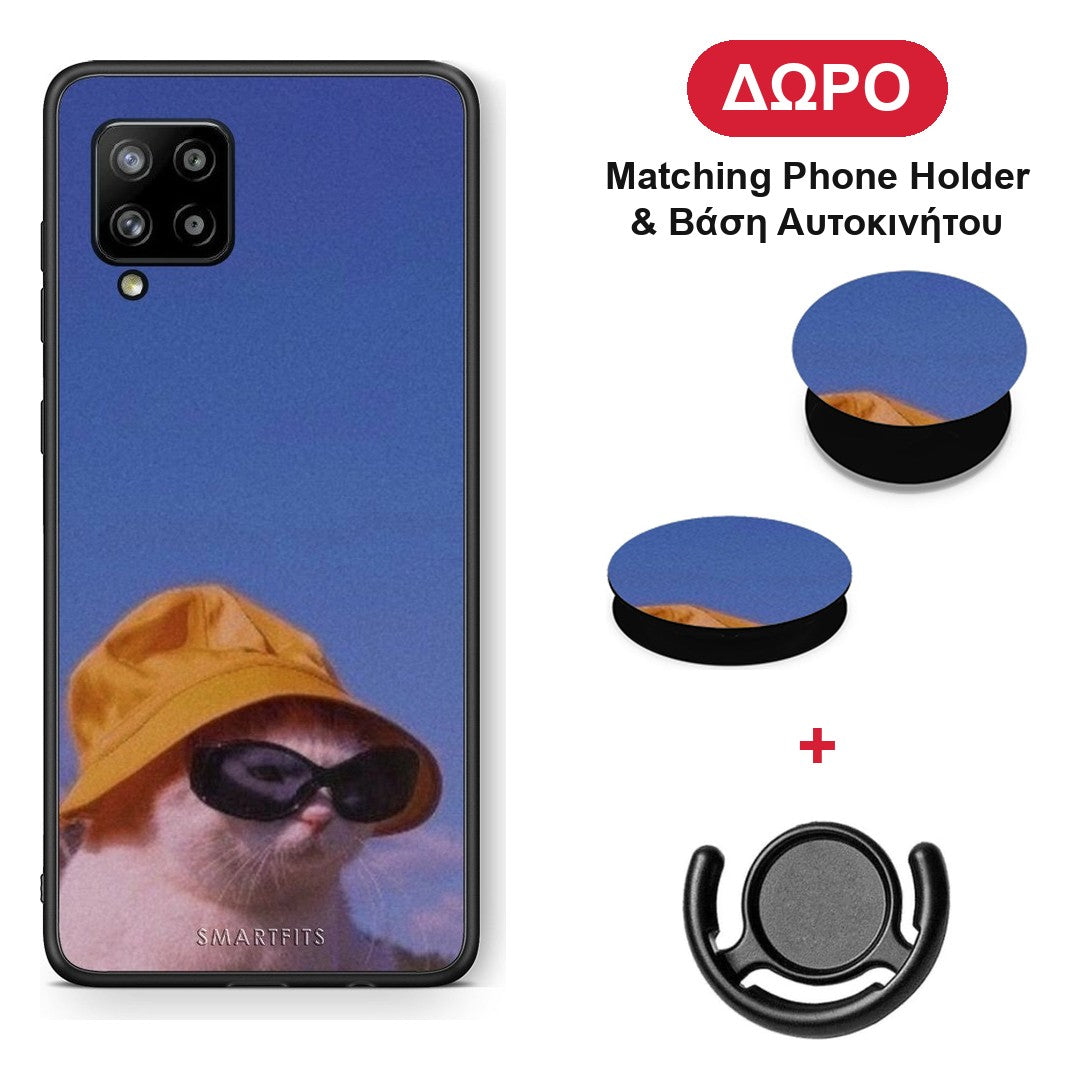 Cat Diva - Samsung Galaxy A42 θήκη + Δώρο Phone Holder & Βάση Αυτοκινήτου