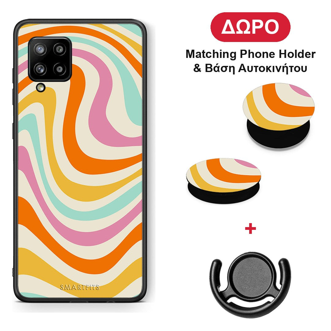 Colourful Waves - Samsung Galaxy A42 θήκη + Δώρο Phone Holder & Βάση Αυτοκινήτου