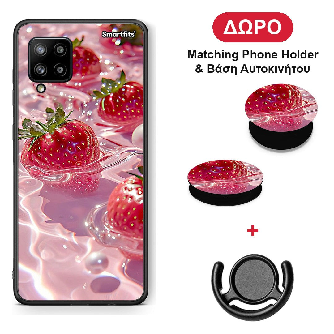 Juicy Strawberries - Samsung Galaxy A42 θήκη + Δώρο Phone Holder & Βάση Αυτοκινήτου