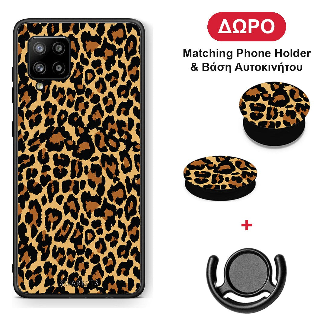 Animal Leopard - Samsung Galaxy A42 θήκη + Δώρο Phone Holder & Βάση Αυτοκινήτου