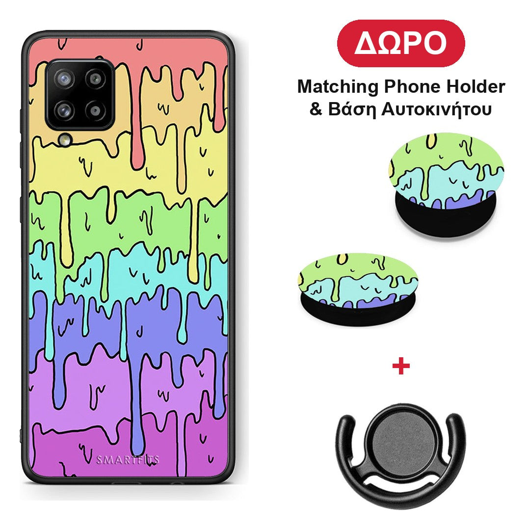 Melting Rainbow - Samsung Galaxy A42 θήκη + Δώρο Phone Holder & Βάση Αυτοκινήτου