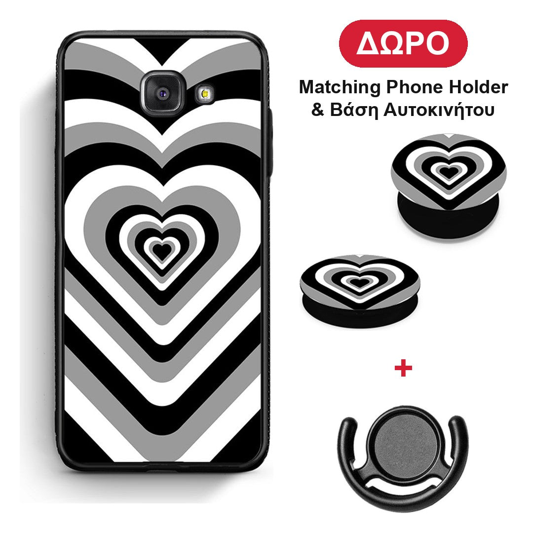 Black Hearts - Samsung Galaxy A5 2017 θήκη + Δώρο Phone Holder & Βάση Αυτοκινήτου