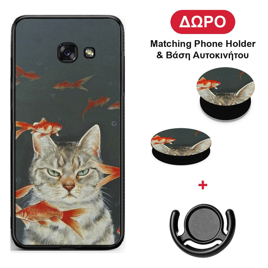 Cat Goldfish - Samsung Galaxy A5 2017 θήκη + Δώρο Phone Holder & Βάση Αυτοκινήτου