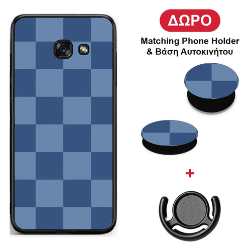 Denim Blue Checkerboard - Samsung Galaxy A5 2017 θήκη + Δώρο Phone Holder & Βάση Αυτοκινήτου