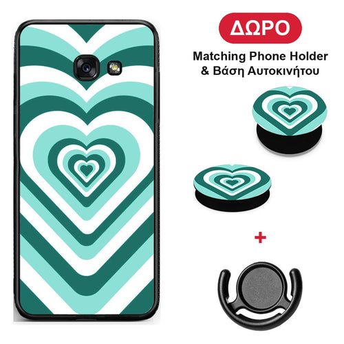 Green Hearts - Samsung Galaxy A5 2017 θήκη + Δώρο Phone Holder & Βάση Αυτοκινήτου