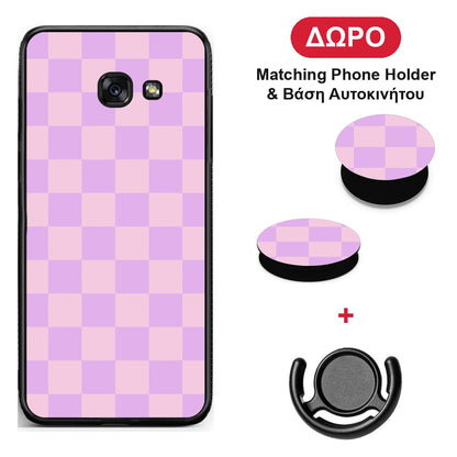 Lavender and Pink Checkerboard - Samsung Galaxy A5 2017 θήκη + Δώρο Phone Holder & Βάση Αυτοκινήτου
