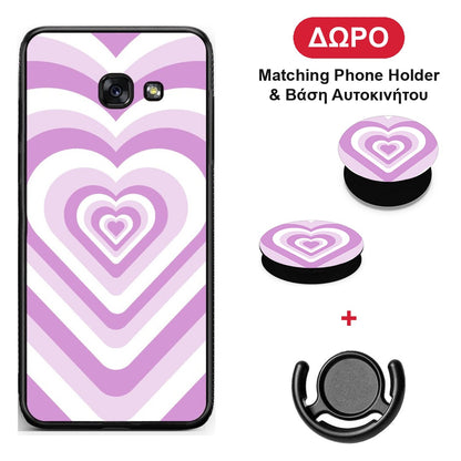 Lilac Hearts - Samsung Galaxy A5 2017 θήκη + Δώρο Phone Holder & Βάση Αυτοκινήτου