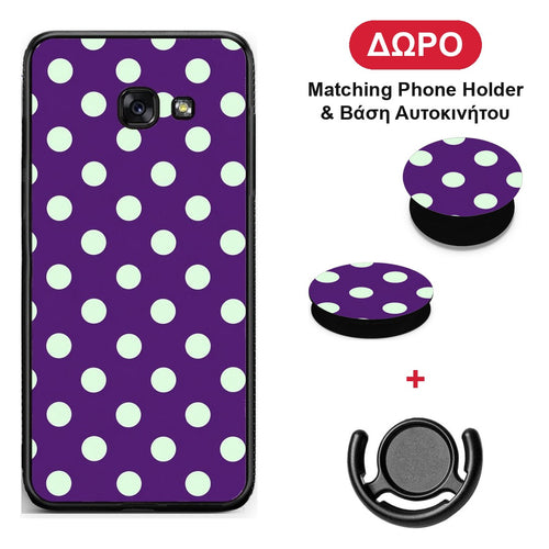 Mint Polka Dots on Purple - Samsung Galaxy A5 2017 θήκη + Δώρο Phone Holder & Βάση Αυτοκινήτου