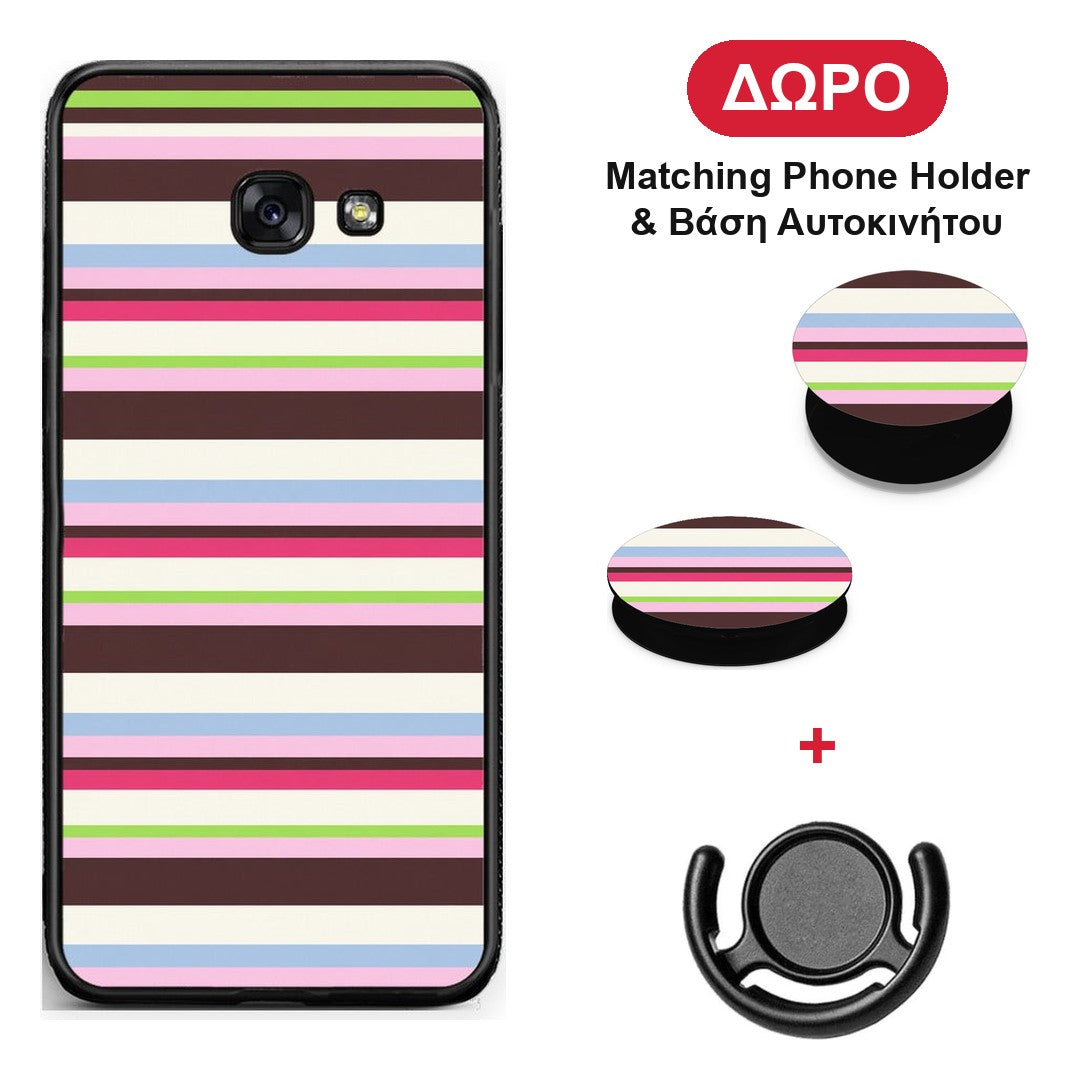 Multicolour Horizontal Stripes - Samsung Galaxy A5 2017 θήκη + Δώρο Phone Holder & Βάση Αυτοκινήτου