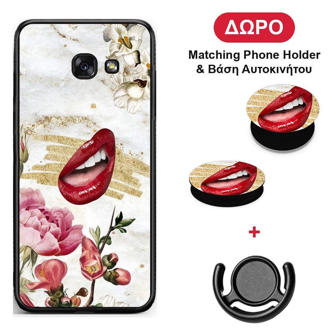 Red Lips - Samsung Galaxy A5 2017 θήκη + Δώρο Phone Holder & Βάση Αυτοκινήτου
