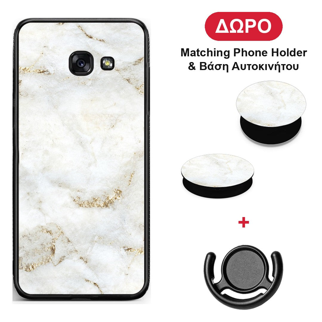 White Gold Marble - Samsung Galaxy A5 2017 θήκη + Δώρο Phone Holder & Βάση Αυτοκινήτου