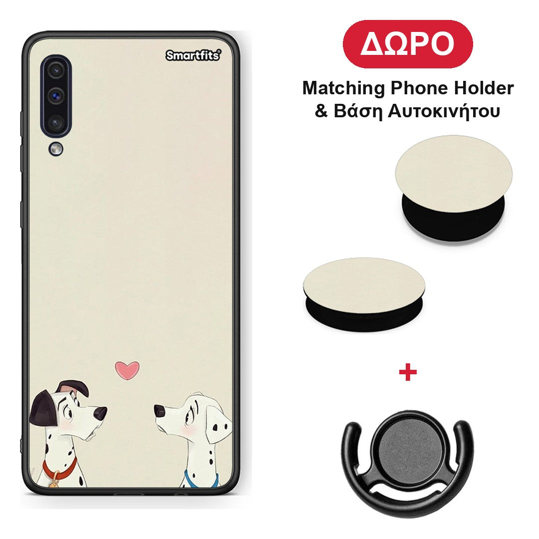 Dalmatians Love - Samsung Galaxy A50 / A30s θήκη + Δώρο Phone Holder & Βάση Αυτοκινήτου