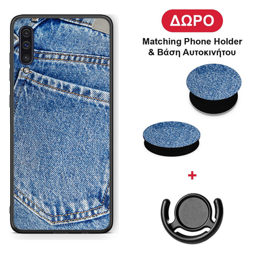 Jeans Pocket - Samsung Galaxy A50 / A30s θήκη + Δώρο Phone Holder & Βάση Αυτοκινήτου