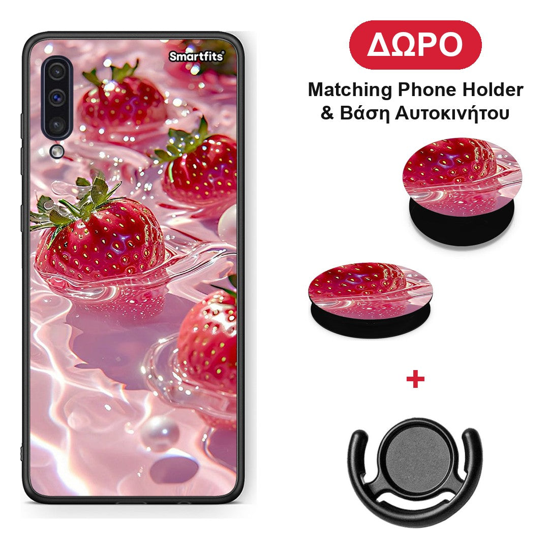 Juicy Strawberries - Samsung Galaxy A50 / A30s θήκη + Δώρο Phone Holder & Βάση Αυτοκινήτου