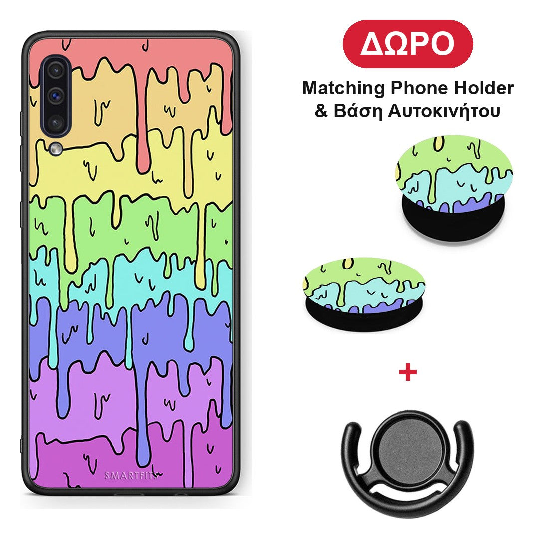 Melting Rainbow - Samsung Galaxy A50 / A30s θήκη + Δώρο Phone Holder & Βάση Αυτοκινήτου