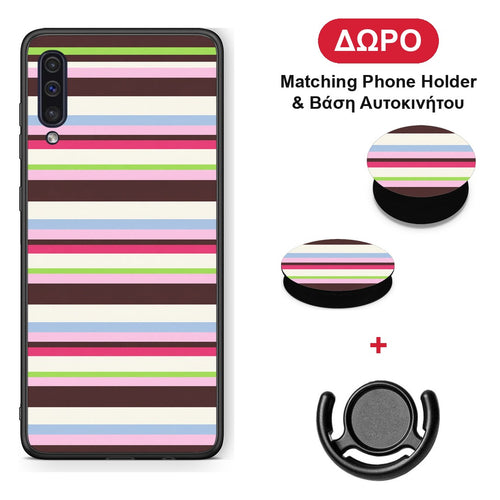 Multicolour Horizontal Stripes - Samsung Galaxy A50 / A30s θήκη + Δώρο Phone Holder & Βάση Αυτοκινήτου