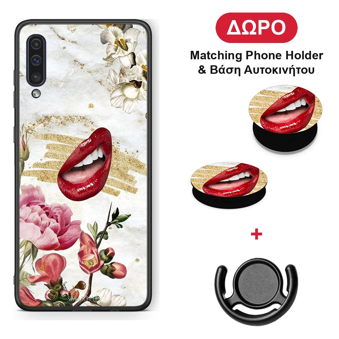 Red Lips - Samsung Galaxy A50 / A30s θήκη + Δώρο Phone Holder & Βάση Αυτοκινήτου