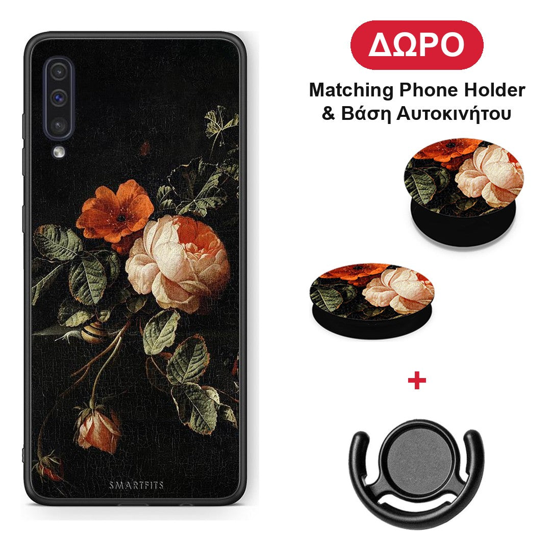 Vintage Roses - Samsung Galaxy A50 / A30s θήκη + Δώρο Phone Holder & Βάση Αυτοκινήτου