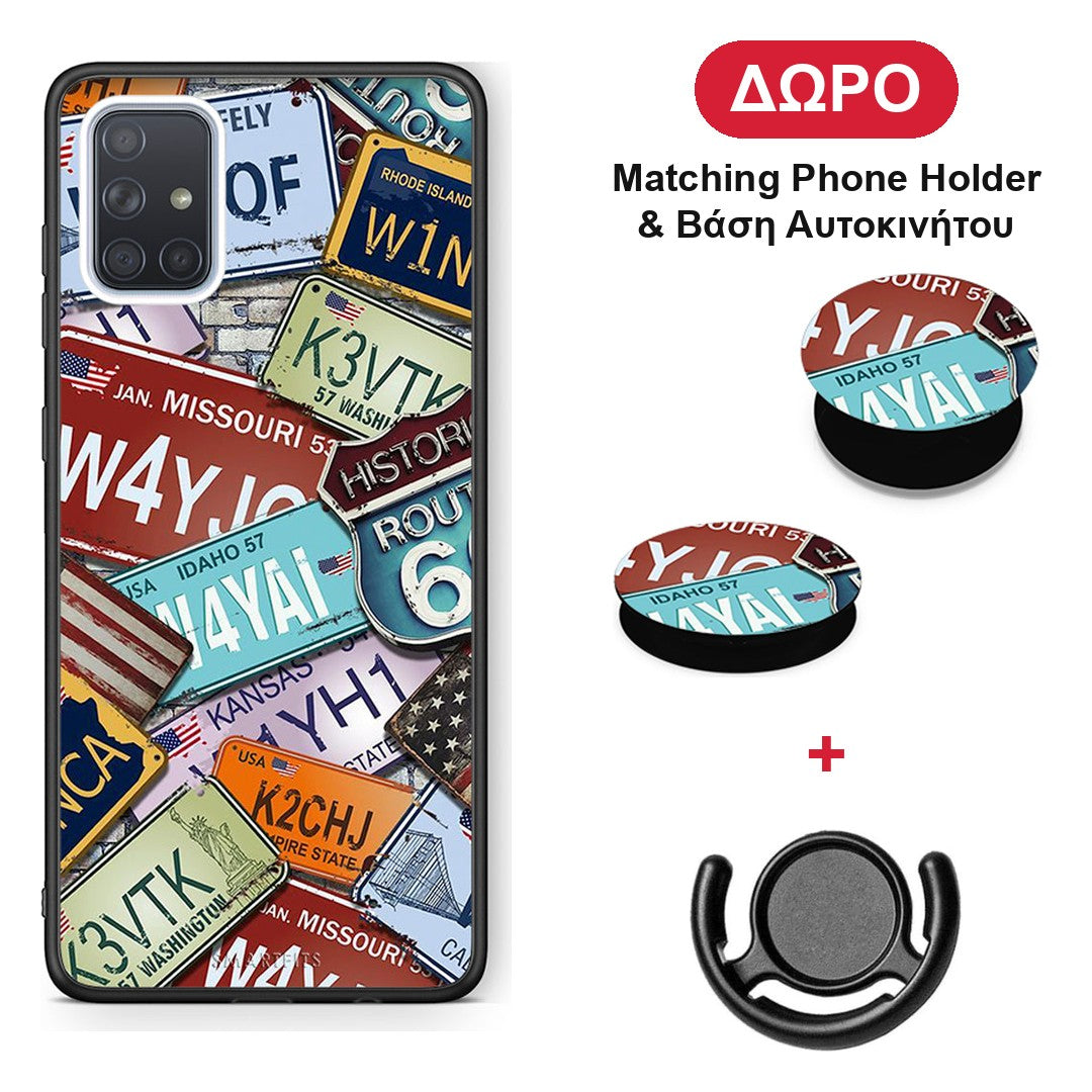 Car Plates - Samsung Galaxy A51 θήκη + Δώρο Phone Holder & Βάση Αυτοκινήτου