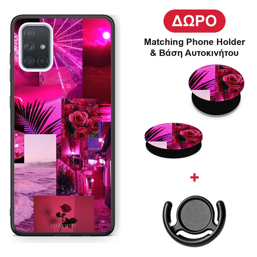 Collage Red Roses - Samsung Galaxy A51 θήκη + Δώρο Phone Holder & Βάση Αυτοκινήτου