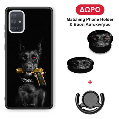 Golden Gun - Samsung Galaxy A51 θήκη + Δώρο Phone Holder & Βάση Αυτοκινήτου