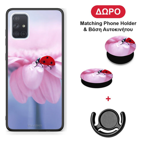 Ladybug Flower - Samsung Galaxy A51 θήκη + Δώρο Phone Holder & Βάση Αυτοκινήτου