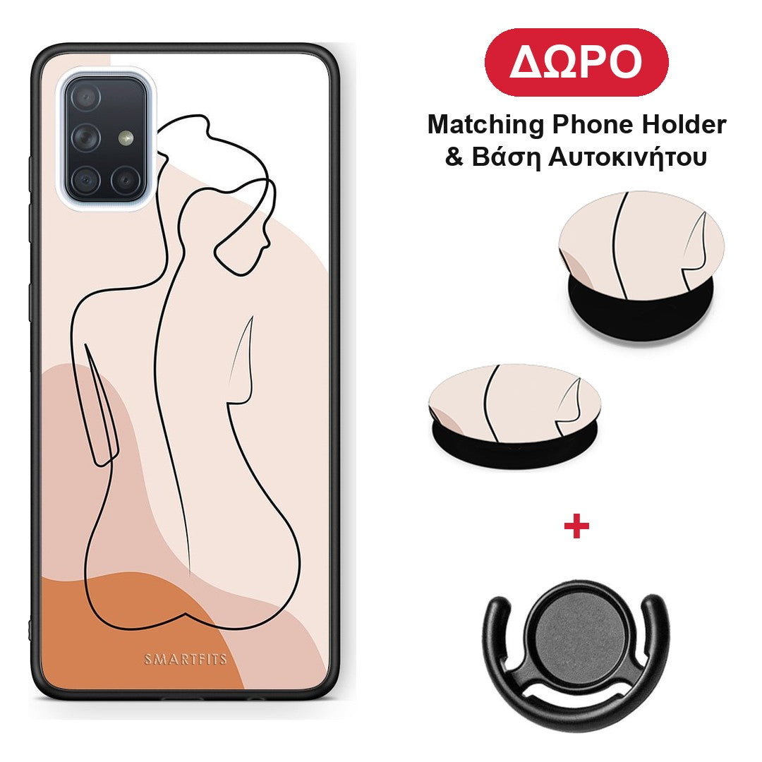 LineArt Woman - Samsung Galaxy A51 θήκη + Δώρο Phone Holder & Βάση Αυτοκινήτου