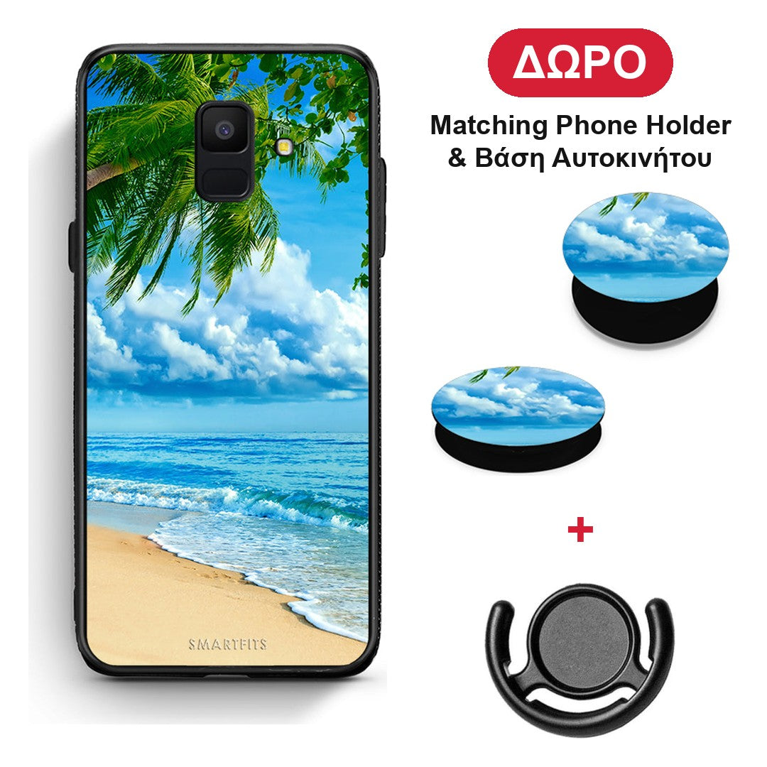 Beautiful Beach - Samsung Galaxy A6 2018 θήκη + Δώρο Phone Holder & Βάση Αυτοκινήτου