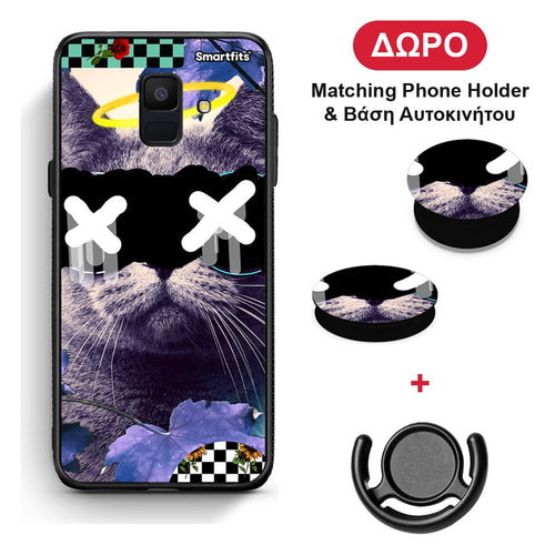 Cat Collage - Samsung Galaxy A6 2018 θήκη + Δώρο Phone Holder & Βάση Αυτοκινήτου
