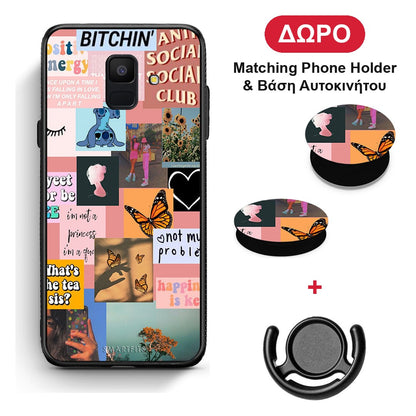 Collage Bitchin - Samsung Galaxy A6 2018 θήκη + Δώρο Phone Holder & Βάση Αυτοκινήτου