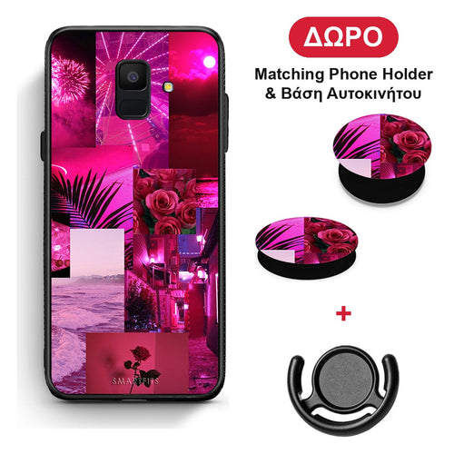 Collage Red Roses - Samsung Galaxy A6 2018 θήκη + Δώρο Phone Holder & Βάση Αυτοκινήτου