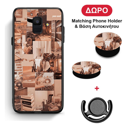 Collage You Can - Samsung Galaxy A6 2018 θήκη + Δώρο Phone Holder & Βάση Αυτοκινήτου