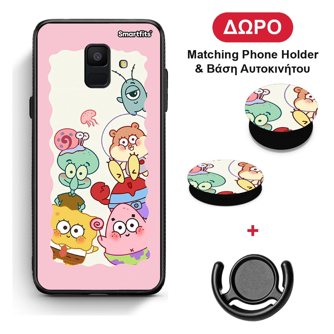Cute Companion - Samsung Galaxy A6 2018 θήκη + Δώρο Phone Holder & Βάση Αυτοκινήτου