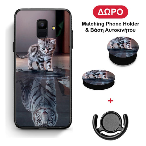 Cute Tiger - Samsung Galaxy A6 2018 θήκη + Δώρο Phone Holder & Βάση Αυτοκινήτου