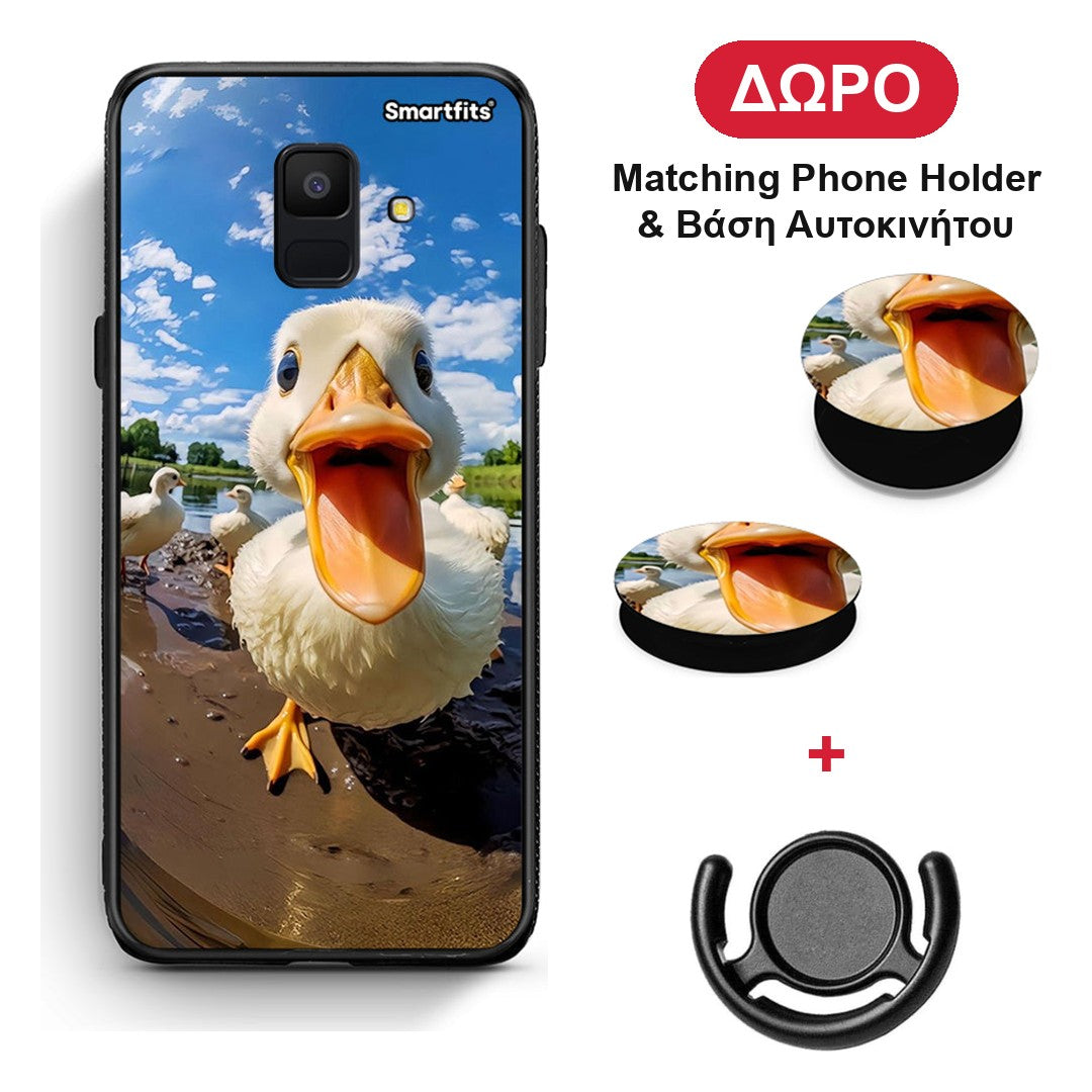 Duck Face - Samsung Galaxy A6 2018 θήκη + Δώρο Phone Holder & Βάση Αυτοκινήτου
