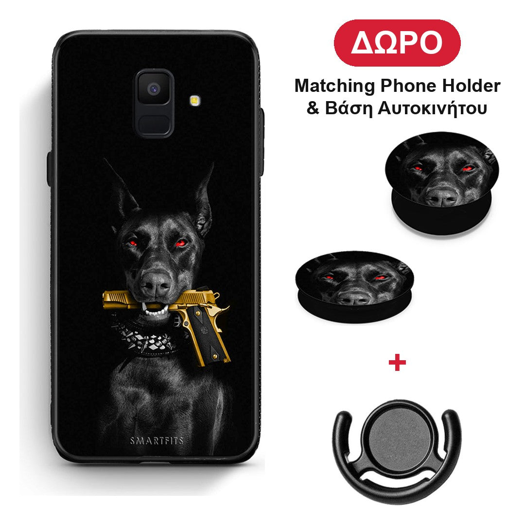 Golden Gun - Samsung Galaxy A6 2018 θήκη + Δώρο Phone Holder & Βάση Αυτοκινήτου